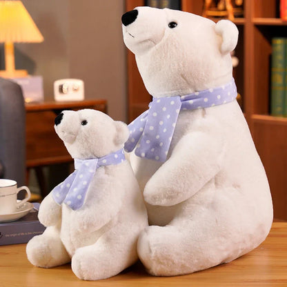 Cute Polar Bear Plush Toy with Scarf Soft Stuffed Gift
