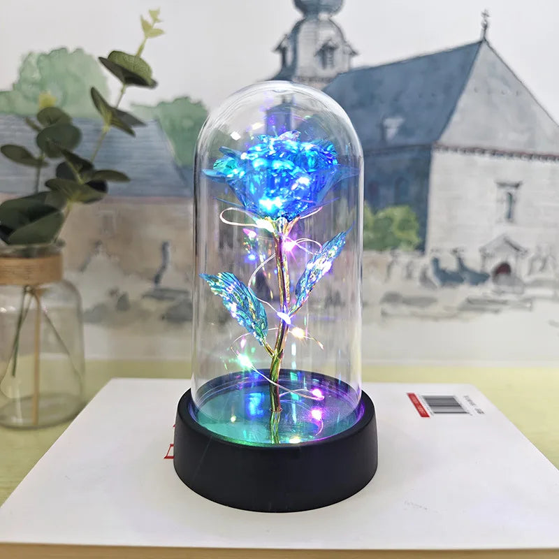 Eternal Rose Lamp LED Artificial Silk Flower Creative Gift for Valentine's Day and Mother's Day