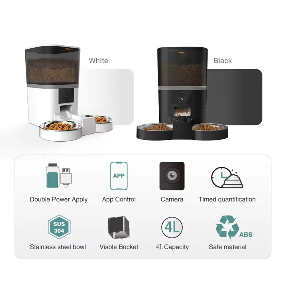 4L Smart Pet Feeder with Camera Automatic Timing Dispenser
