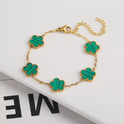Gold Plated Five Leaf Flower Adjustable Bracelet