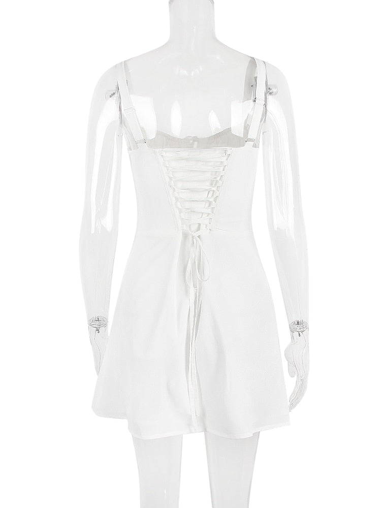 Strappy Corset Back Tie-Up Mini Dress