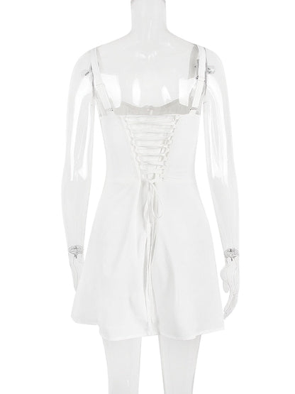 Strappy Corset Back Tie-Up Mini Dress