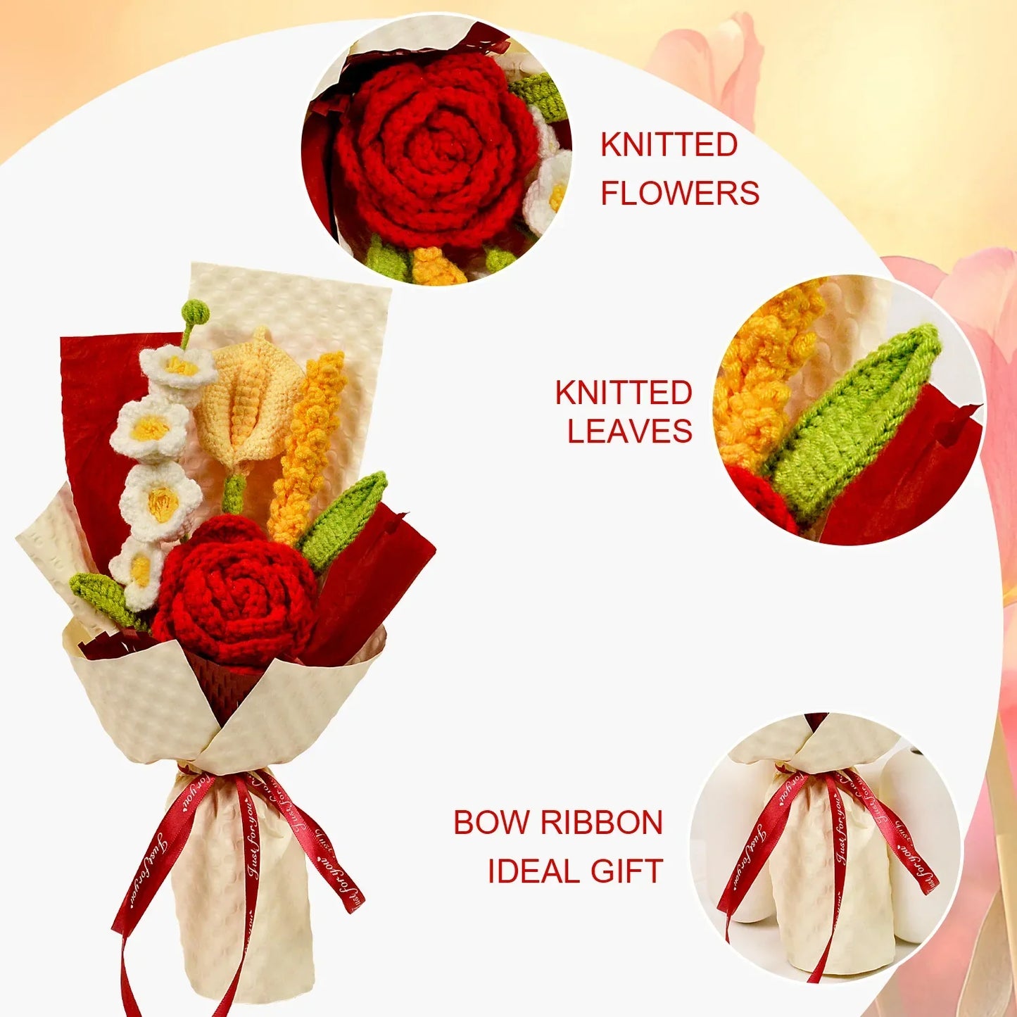 Handmade Crochet Red Rose Bouquet for Special Occasions