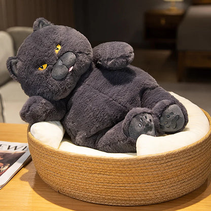 Chubby Black Cat Plush Stuffed Toy Soft Decorative Pillow
