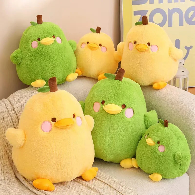 Cute Duck & Pear Plush Toy: 2-in-1 Pillow for Kids' Fun!