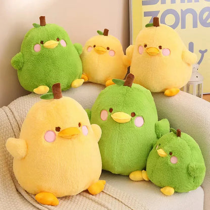 Cute Duck & Pear Plush Toy: 2-in-1 Pillow for Kids' Fun!