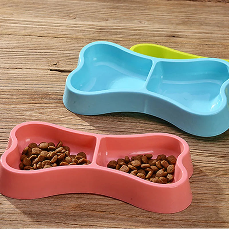 Bone-Shaped Double Dog Feeder Bowl