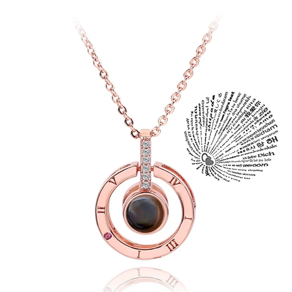 100 Languages Love Projection Heart Necklace