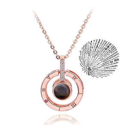 100 Languages Love Projection Heart Necklace