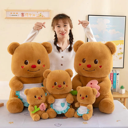 Cute & Soft Cartoon Teddy Bear Plush Toy with Flowers - Perfect Gift!