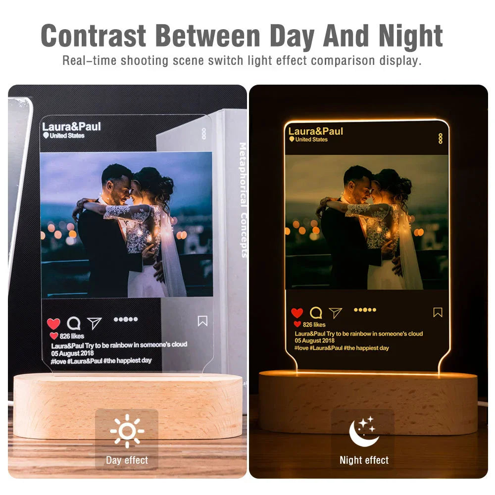 Personalized 3D Photo Night Light with Custom Text