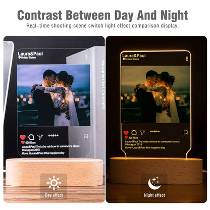 Personalized 3D Photo Night Light with Custom Text