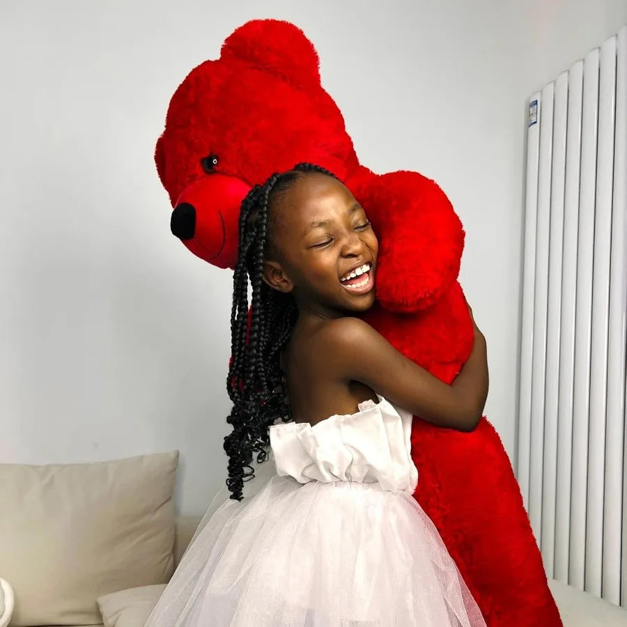 47-Inch Giant Red Teddy Bear Plush Toy Soft and Fluffy Stuffed Animal for Gifts