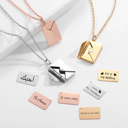 Custom Love Letter Envelope Pendant Necklace
