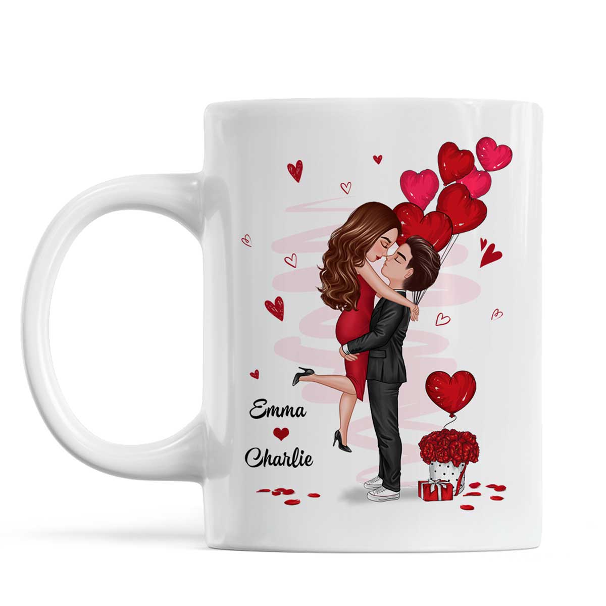 Be Mine Doll Couple Kissing Calendar Personalized Mug - Gift For Him Gift For Her