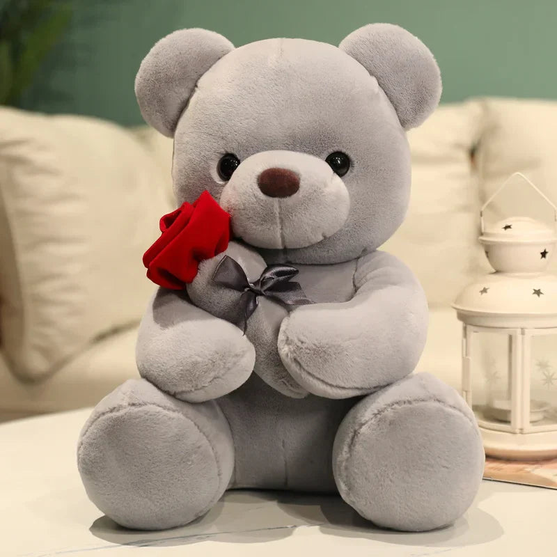 Kawaii Teddy Bear with Roses Plush Romantic Gift