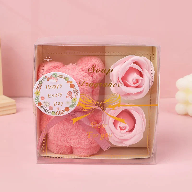 Towel Bear Soap Flower Gift Box for Valentine's Day, Wedding, Mother's Day, and Birthday