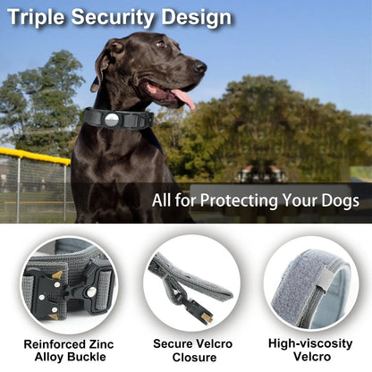 AirTag Dog Collar with Handle, Tactical Dog Collar for Large Medium Dogs