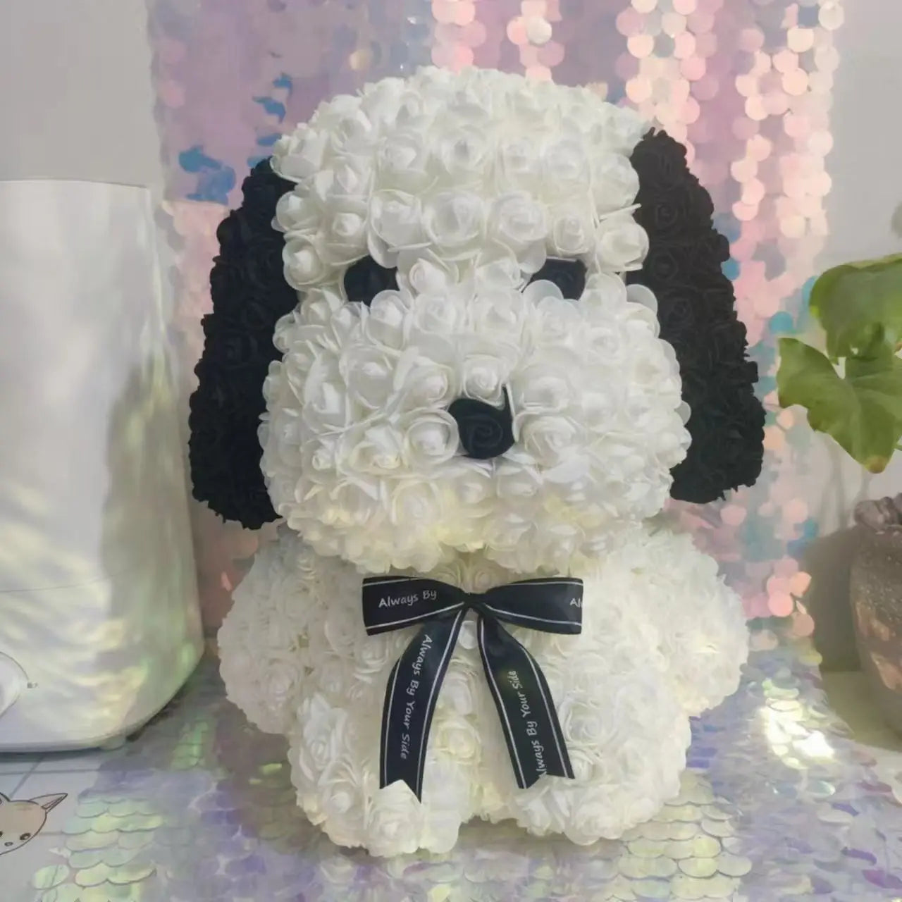 Rose Teddy Bear with Artificial Flowers - Romantic Gift for Girlfriend, Wife, or Mom