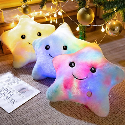 LED Light Star Plush Toy Soft Stuffed Star Pillow for Kids