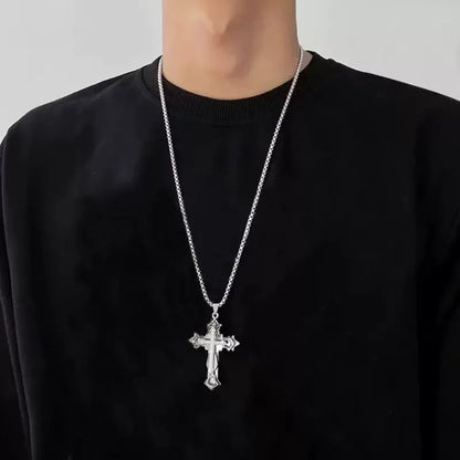 Titanium Steel Cross Pendant Necklace