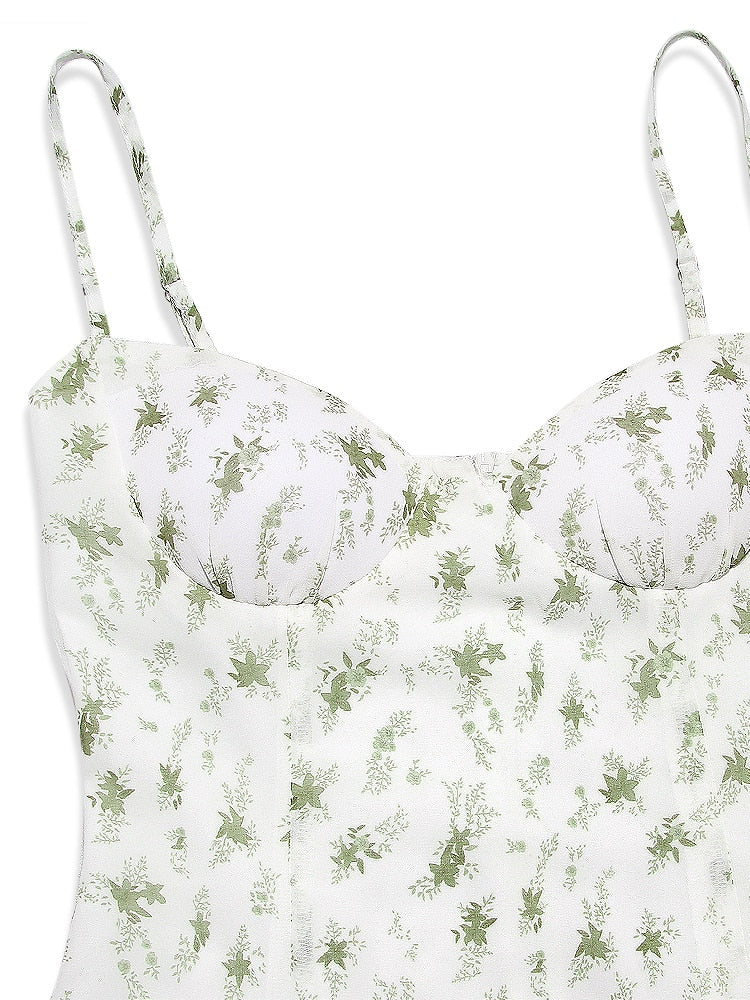 White Bustier Floral Print Mini Dress
