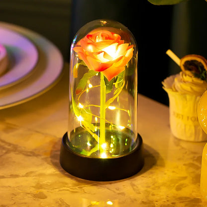 LED Eternal Rose in Glass Dome - Romantic Gift for Home