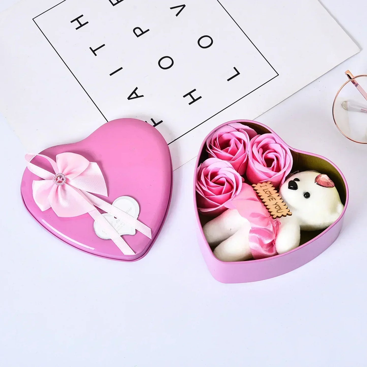 Rose Bear Soap Flower Gift Box