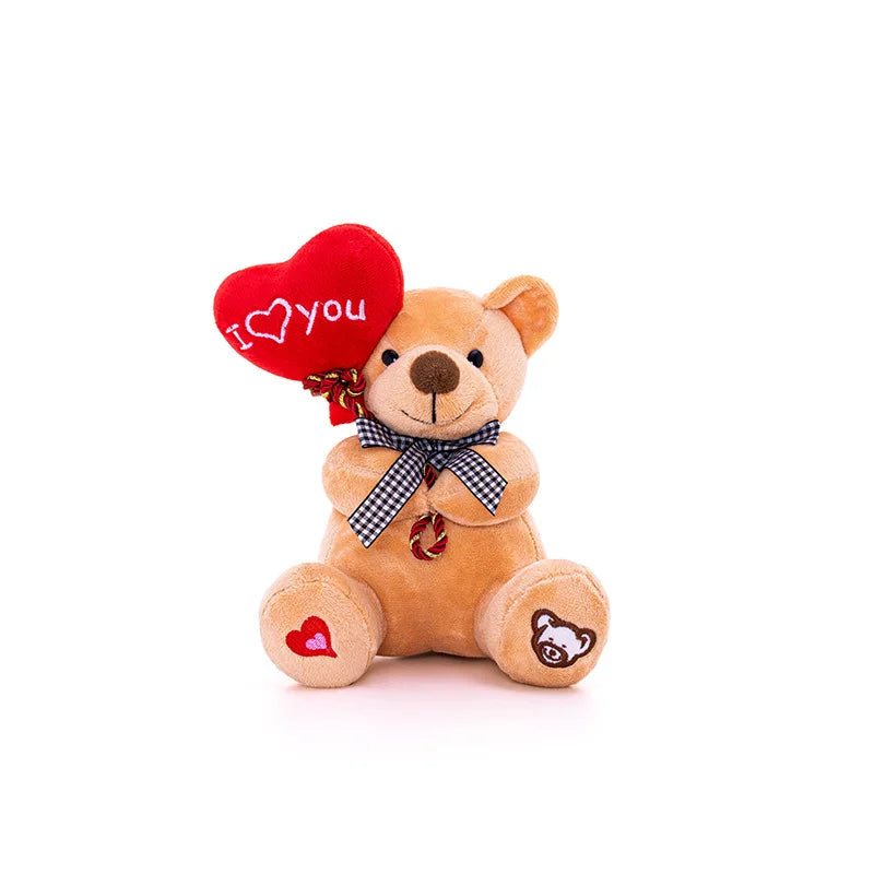 Mini Teddy Bear Plush Holding Heart 18cm