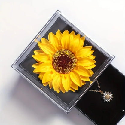Zircon Sunflower Pendant Necklace Gift Set