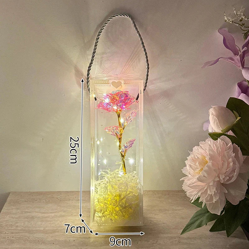 Eternal Rose LED Light with Acrylic Cover Romantic Desktop Flower Decoration