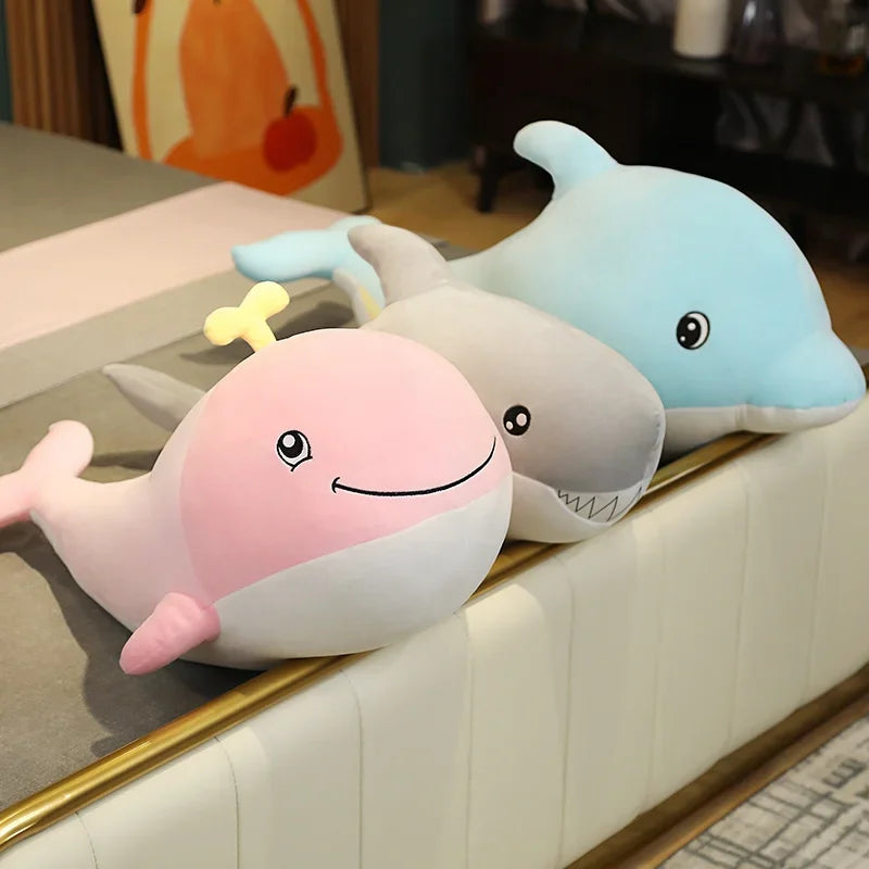 Kawaii Dolphin & Whale Shark Plush Toy - Soft, Cute Animal Pillow for Kids