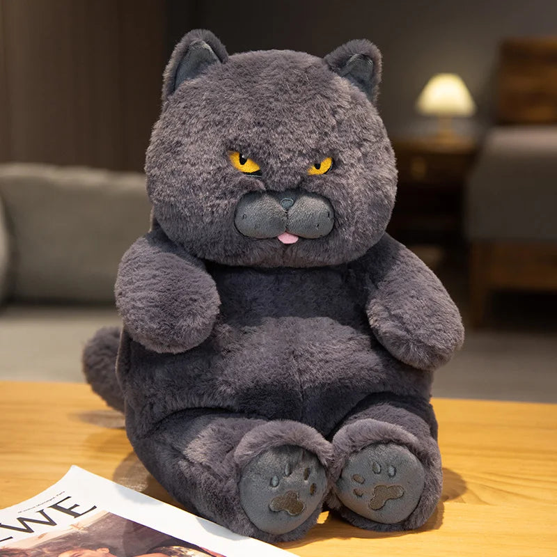 Chubby Black Cat Plush Stuffed Toy Soft Decorative Pillow