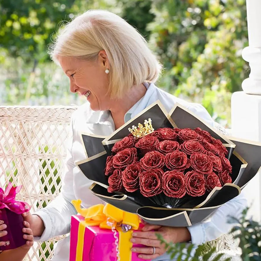 24-Piece Artificial Roses with Golden Butterflies - DIY Home and Wedding Decoration