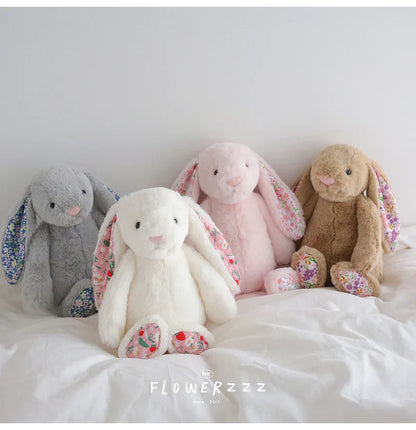 Bonnie Rabbit Plush Toy Soft Bunny with Floral Ears for Kids and Home Decor