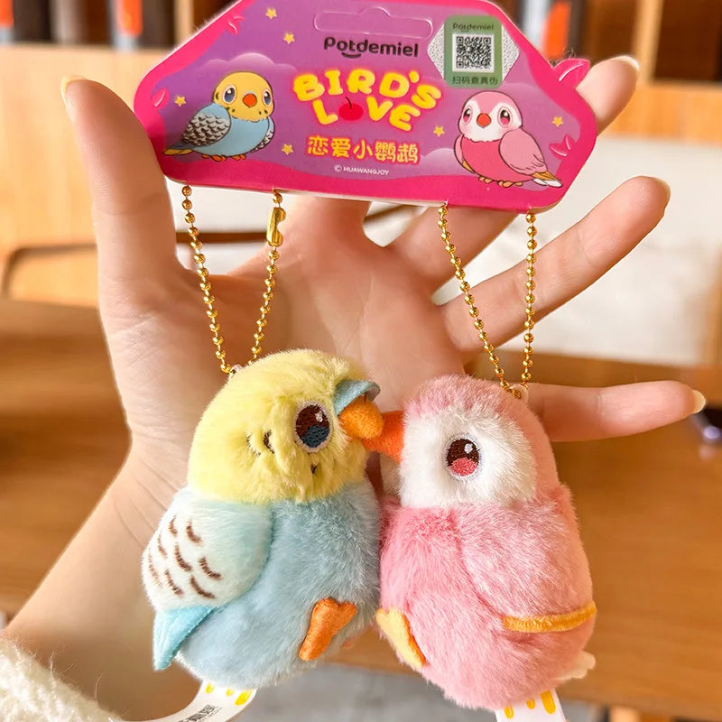 Kissing Couple Bird Plush Keychain Romantic Gift for Couples