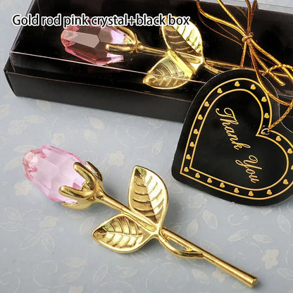 Crystal Rose Gold and Silver Artificial Flower Gift Box