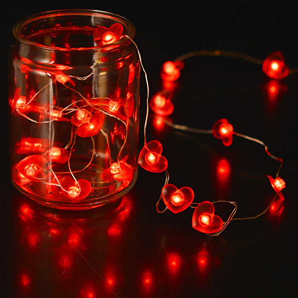 Red Heart LED String Lights for Valentine's Day Decor