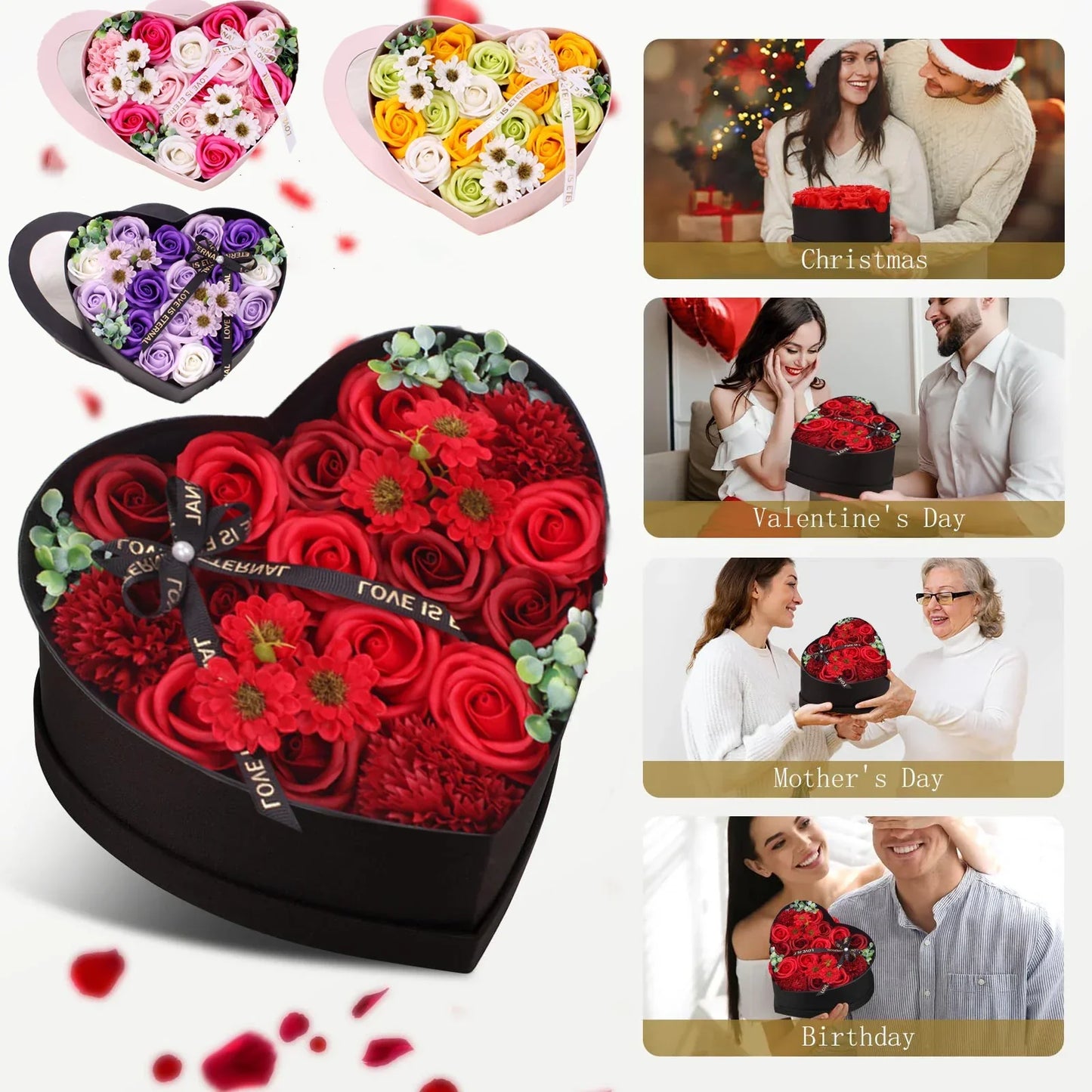 Heart-Shaped Rose Gift Box Foam Artificial Roses for Valentine's Day and Special Occasions