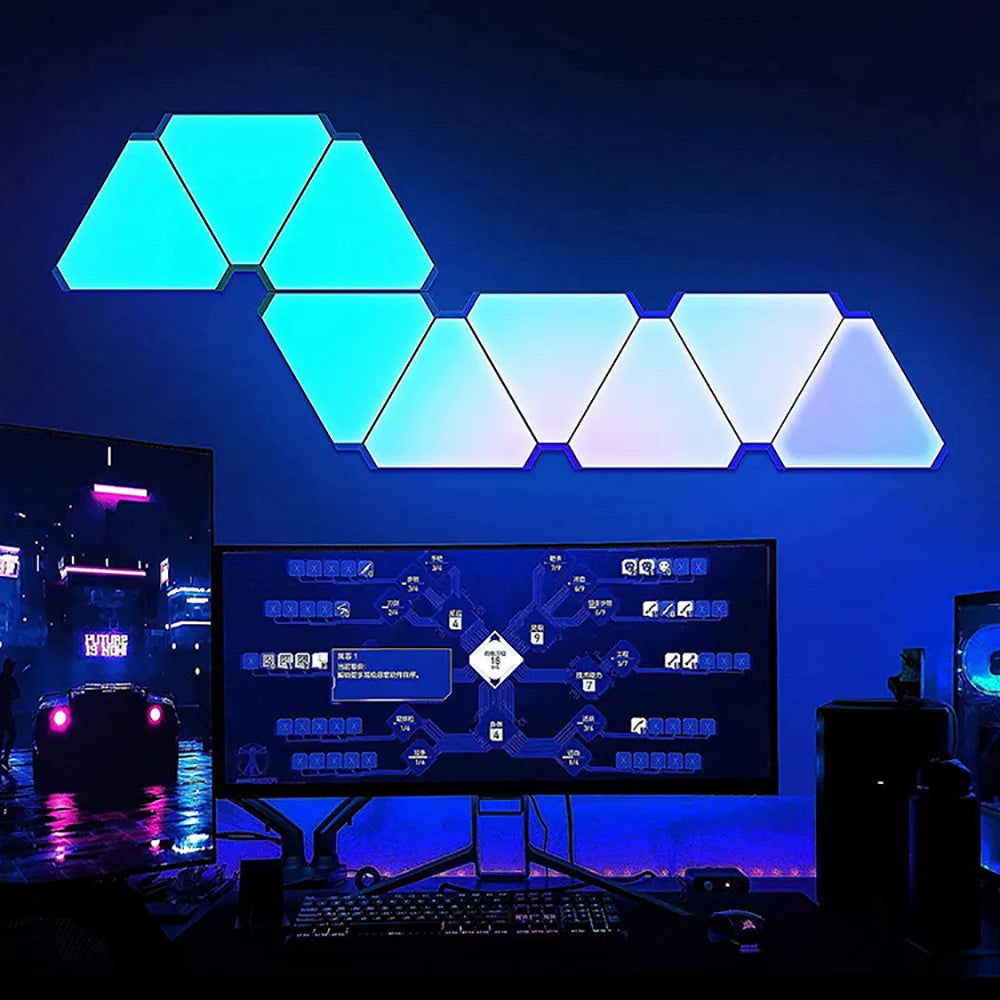 RGB Triangular Quantum Wall Lamp with Music Sync