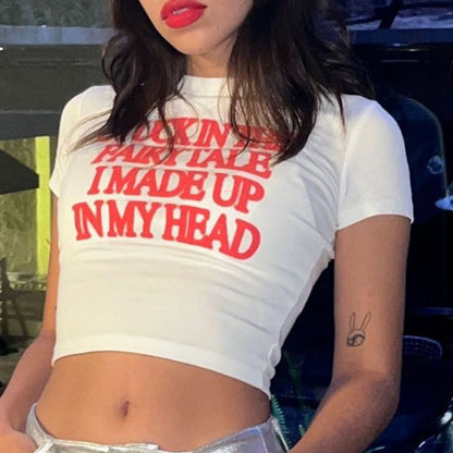 Letter Red Printed White Tee