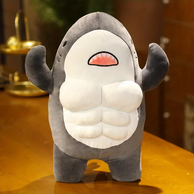 Muscle Shark Plush Toy - Soft Ocean Whale for Kids' Gifts & Fun!