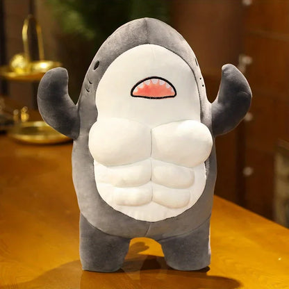 Muscle Shark Plush Toy - Soft Ocean Whale for Kids' Gifts & Fun!