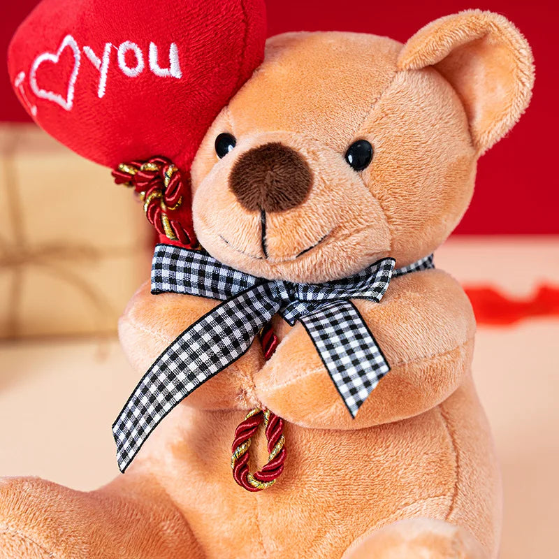 Mini Teddy Bear Plush Holding Heart 18cm