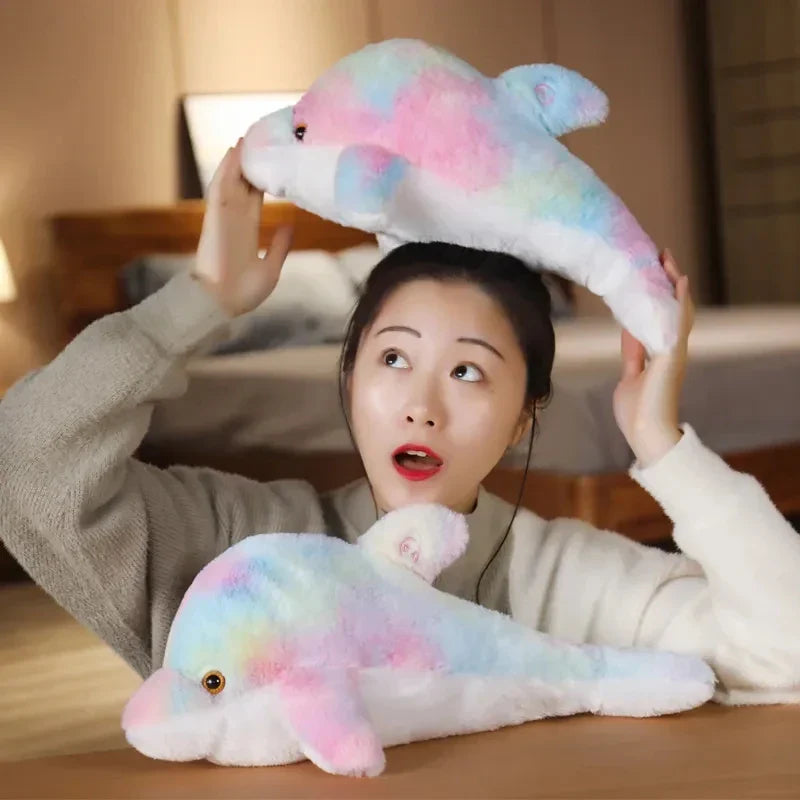 Luminous Plush Dolphin Pillow - Soft, Colorful LED Cushion for Kids