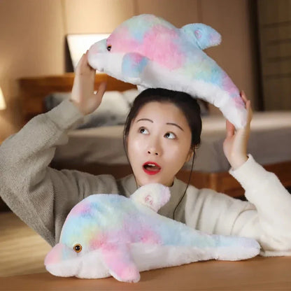 Luminous Plush Dolphin Pillow - Soft, Colorful LED Cushion for Kids