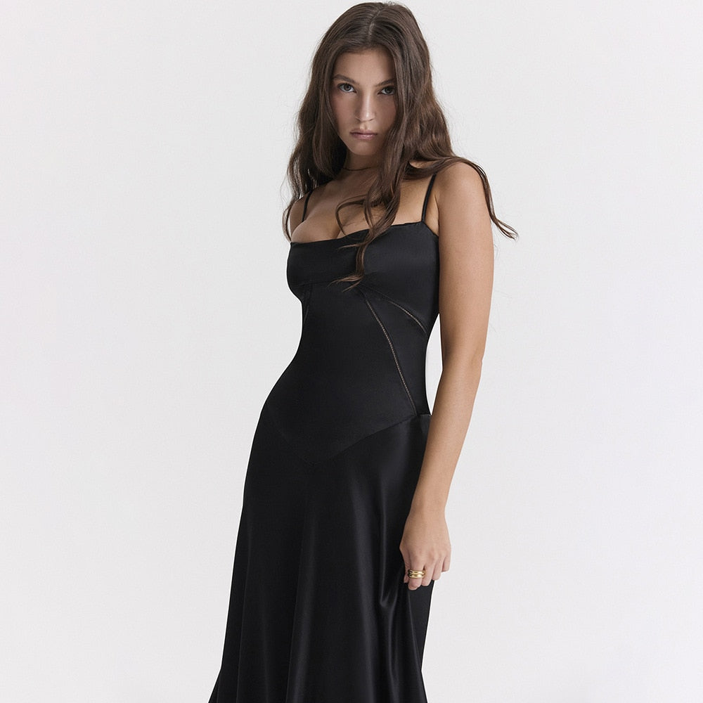 Satin Back Tie-Up Maxi Dress