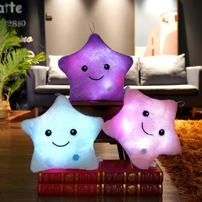 Glowing Colorful Stars Pillow
