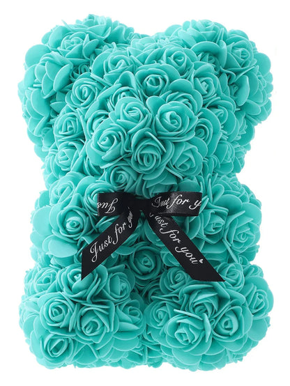 Eternal Rose Teddy Bear Artificial Floral Gift 25cm