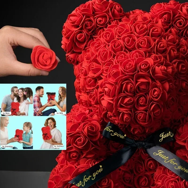 Eternal Rose Teddy Bear Artificial Flower Gift for Special Occasions